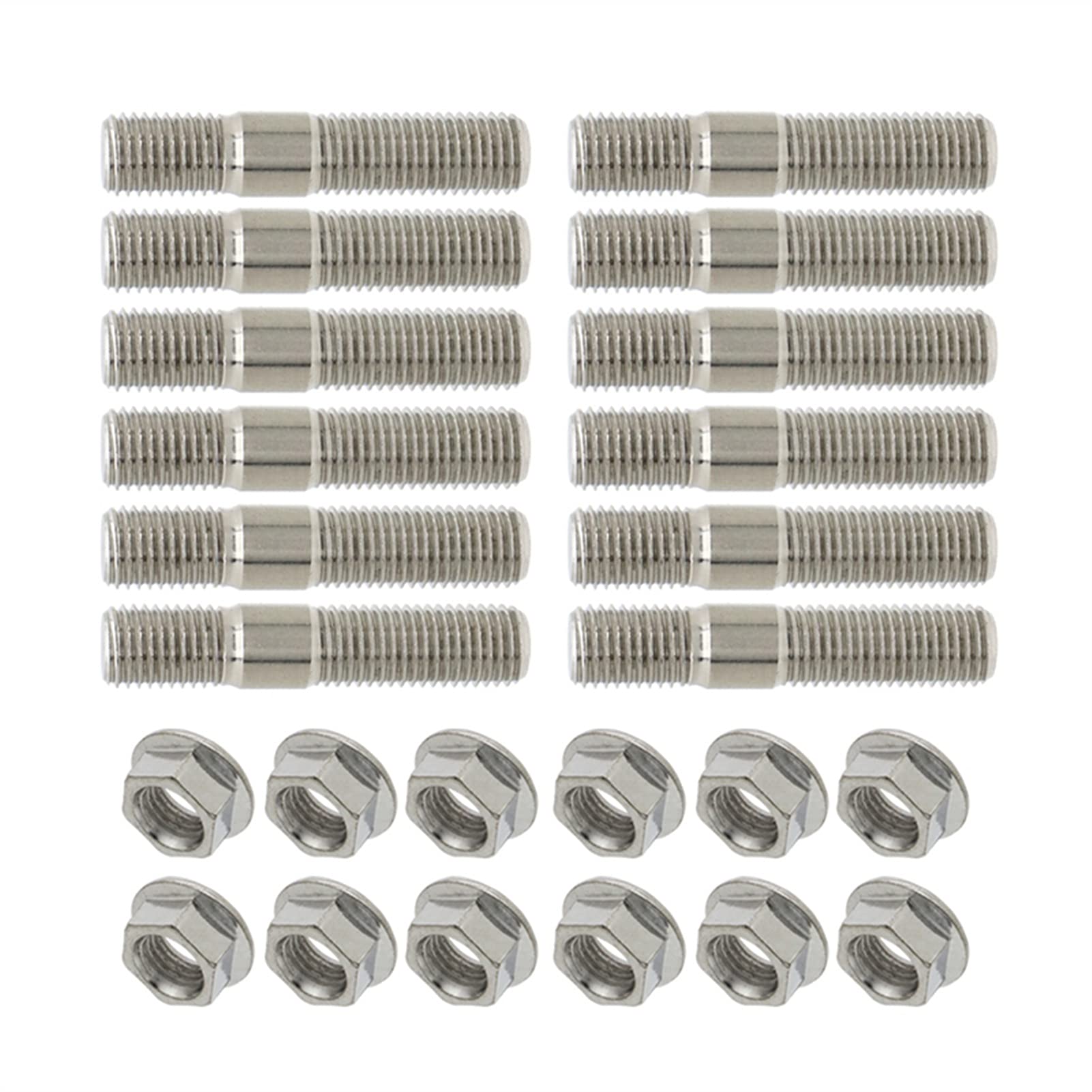 Radmuttern,Radschrauben 10mm M10 x 1,25 Abgasbolzen Gezahnte Muttern Bolzen Schrauben Edelstahl Verteiler Bolzen(12sets) von SJHFKDK