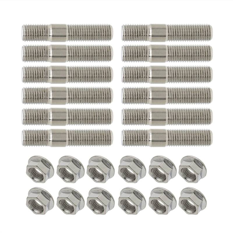 Radmuttern,Radschrauben 10mm M10 x 1,25 Abgasbolzen Gezahnte Muttern Bolzen Schrauben Edelstahl Verteiler Bolzen(12sets) von SJHFKDK