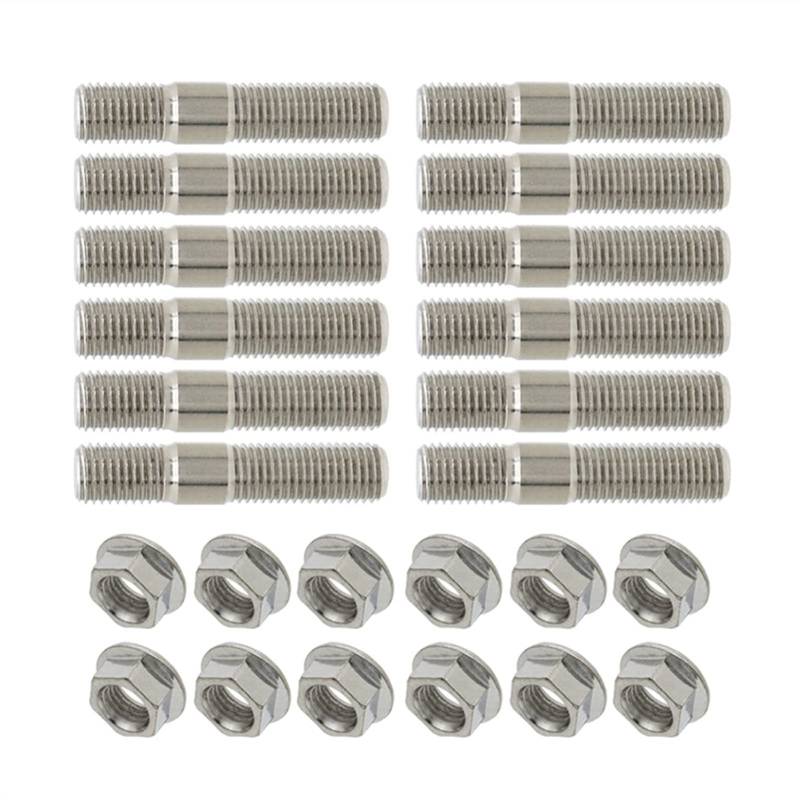 Radmuttern,Radschrauben 23/3/5/6/8/8/12 Stück 10mm Abgasbolzen Bolzen Gezahnte Nüsse M10x1.25 Verteiler Flanschbolzen Muttern Kit(12 pcs) von SJHFKDK