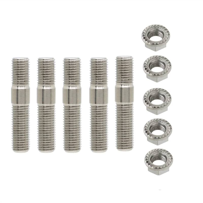 Radmuttern,Radschrauben 23/3/5/6/8/8/12 Stück 10mm Abgasbolzen Bolzen Gezahnte Nüsse M10x1.25 Verteiler Flanschbolzen Muttern Kit(5 pcs) von SJHFKDK