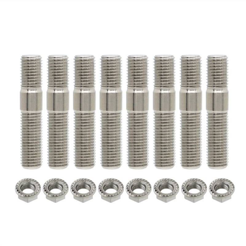 Radmuttern,Radschrauben 23/3/5/6/8/8/12 Stück 10mm Abgasbolzen Bolzen Gezahnte Nüsse M10x1.25 Verteiler Flanschbolzen Muttern Kit(8 pcs) von SJHFKDK
