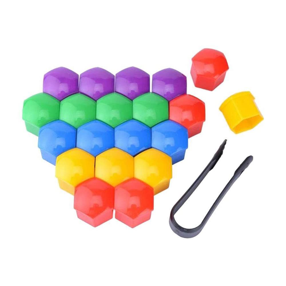 Radschraubenkappen,Radmutterkappen 20 stücke Auto Radmutter Mützen Schutzkappen 17mm 19mm 21mm Anti-Rost Auto Nabe Schraube Abdeckung Auto Reifenmutter Bolzen Außen Dekoration(5 Colors Mix,17mm) von SJHFKDK