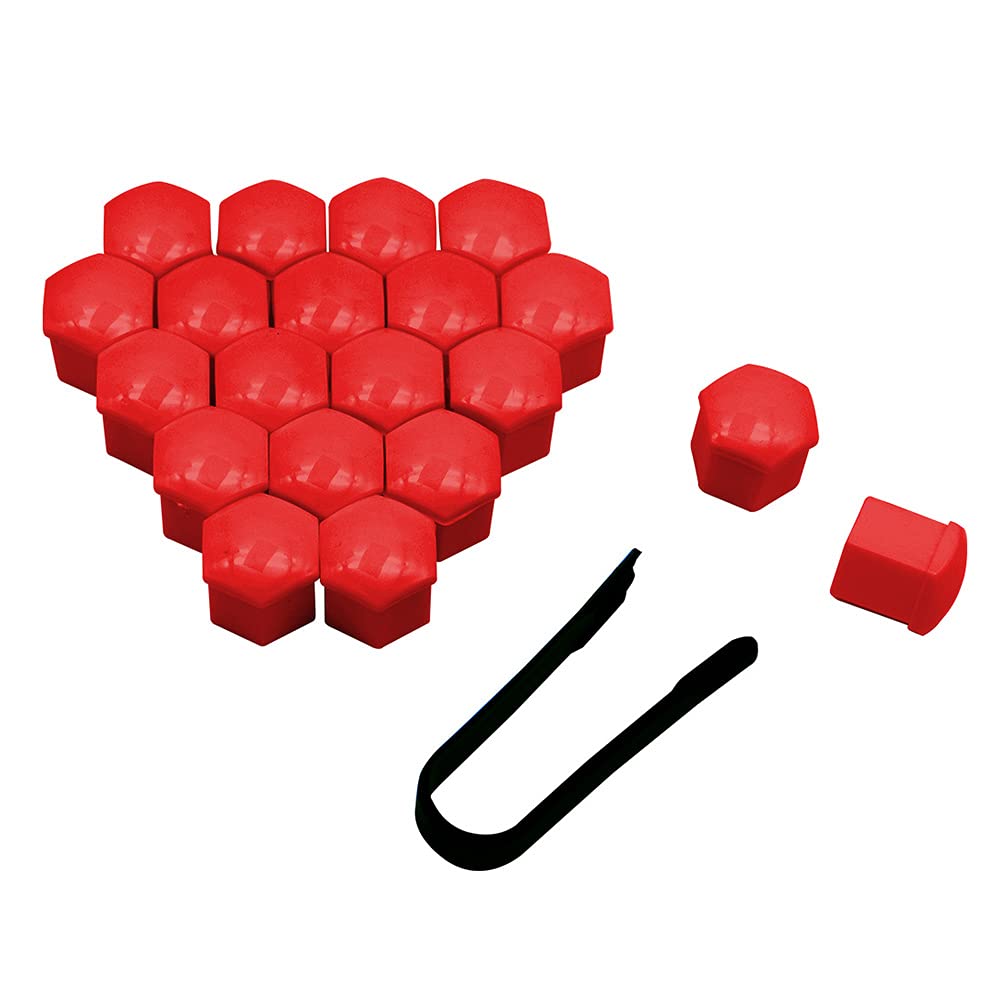 Radschraubenkappen,Radmutterkappen 20 stücke Auto Radmutter Mützen Schutzkappen 17mm 19mm 21mm Anti-Rost Auto Nabe Schraube Abdeckung Auto Reifenmutter Bolzen Außen Dekoration(Red,21mm) von SJHFKDK