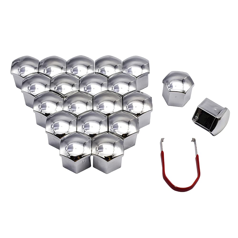 Radschraubenkappen,Radmutterkappen 20 stücke Auto Radmutter Mützen Schutzkappen 17mm 19mm 21mm Anti-Rost Auto Nabe Schraube Abdeckung Auto Reifenmutter Bolzen Außen Dekoration(Silver,19mm) von SJHFKDK