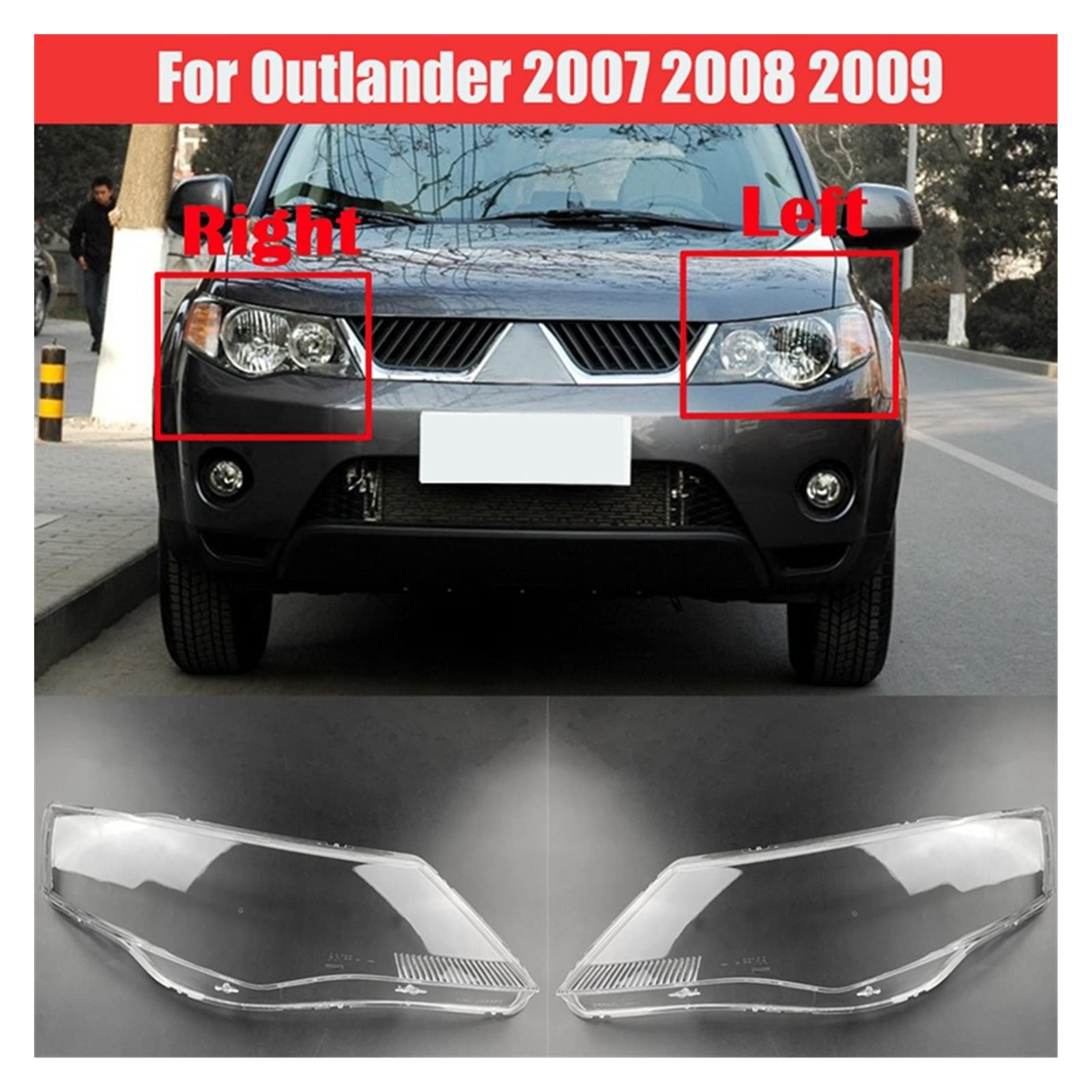 Scheinwerfergläser,Scheinwerfergläser Frontscheinw Passend Für Mitsubishi Outlander 2007 2008 2009 Auto Scheinwerferabdeckung Klare Linsen Scheinwerfer Lampenschirm Shell(Left) von SJHFKDK