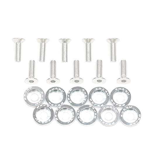 Unterlegscheiben 1. 0PC CNC. Billet Aluminium-Fender-Bumper-Waschmaschine Bolzenmotorbucht Dress Up Kit KotflüGel Unterlegscheibe Schraube(Silver) von SJHFKDK