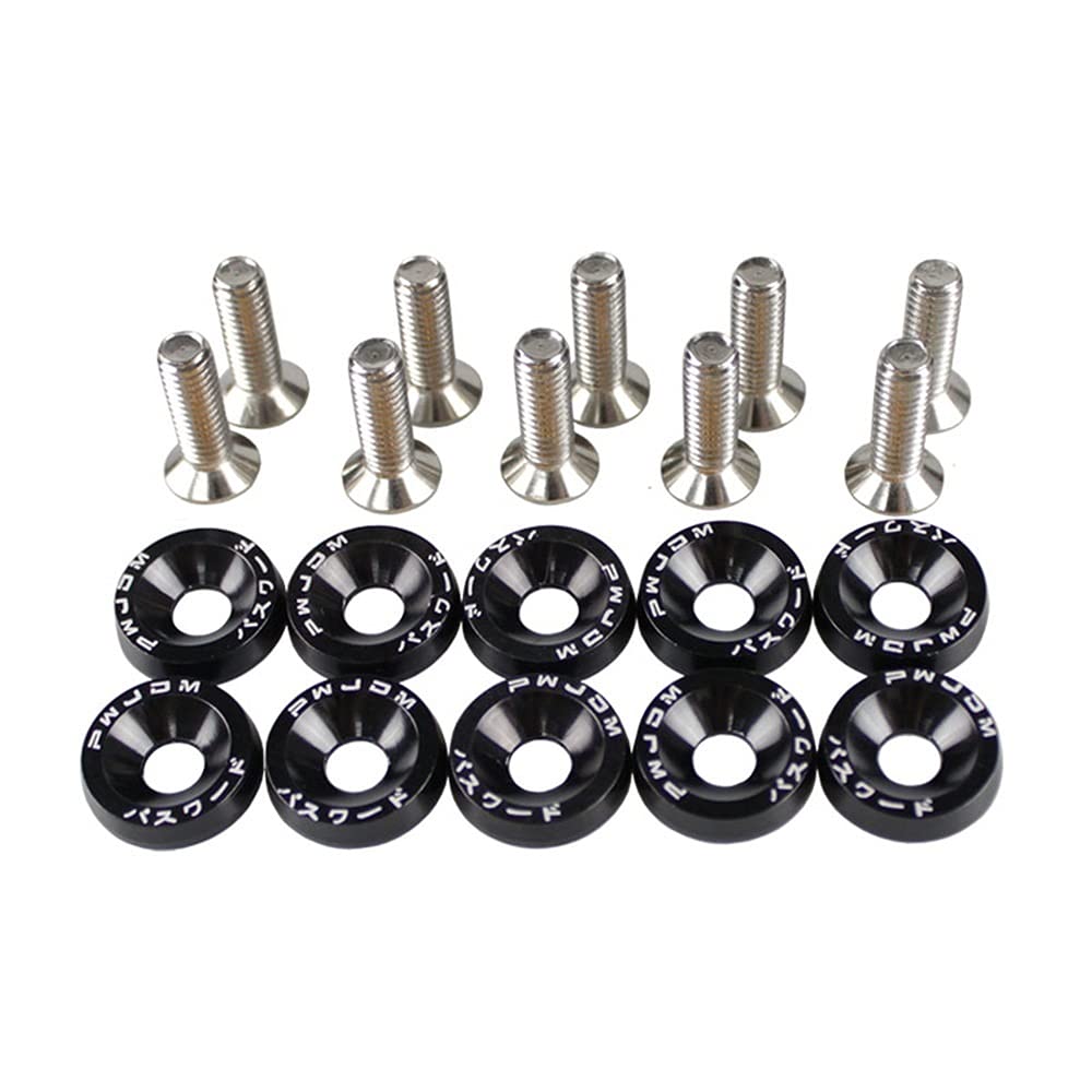 Unterlegscheiben 10 stücke 6mm Auto Modified Sechskantbefestigungselemente Fender Waschmaschine Stoßstange Motor Konkave Schrauben KotflüGel Unterlegscheibe Schraube(Black) von SJHFKDK