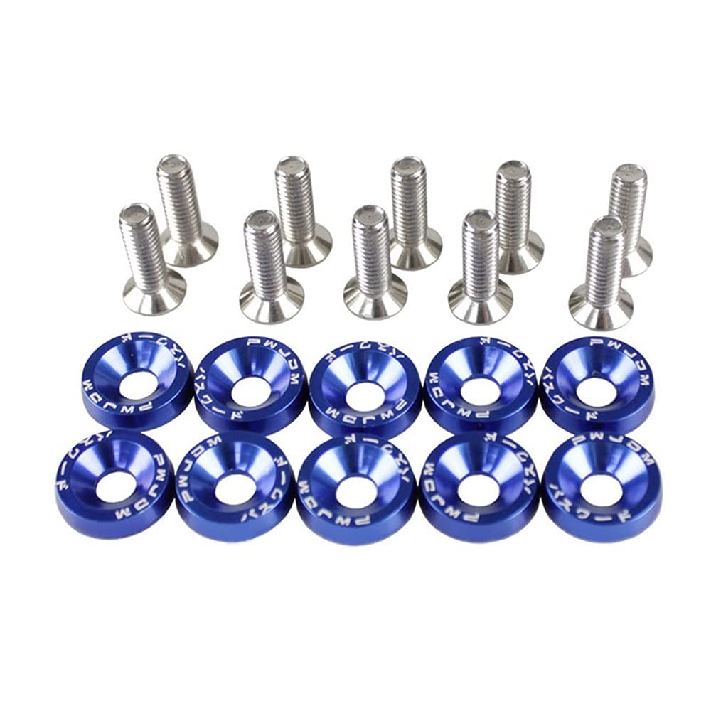 Unterlegscheiben 10 stücke 6mm Auto Modified Sechskantbefestigungselemente Fender Waschmaschine Stoßstange Motor Konkave Schrauben KotflüGel Unterlegscheibe Schraube(Blue) von SJHFKDK