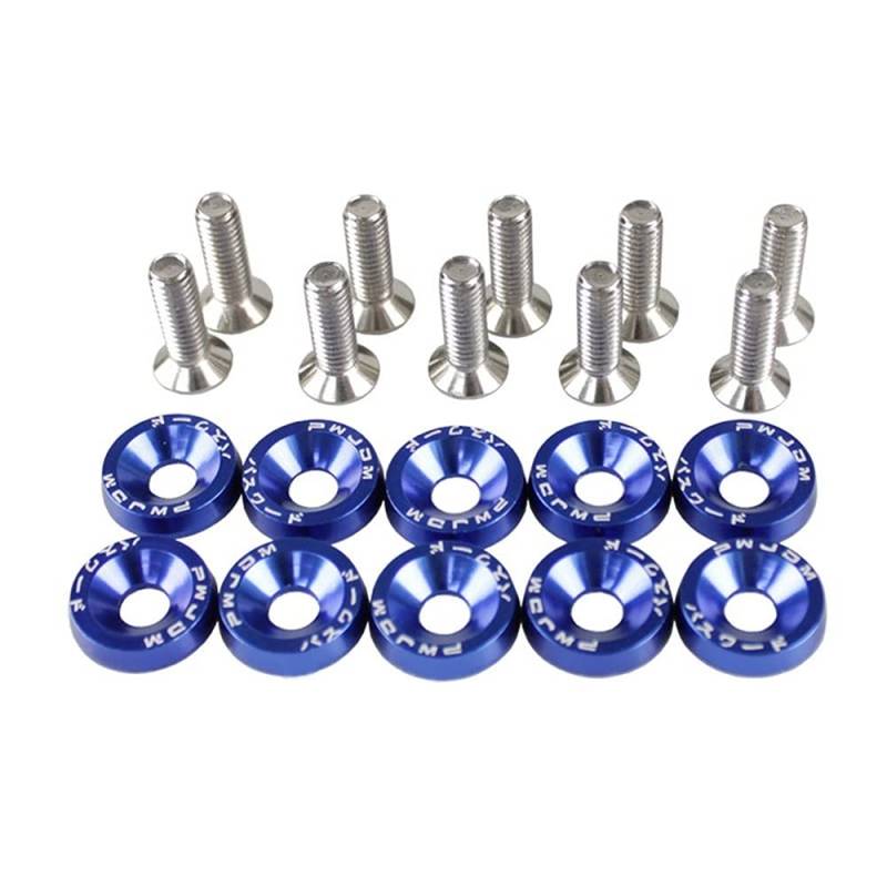 Unterlegscheiben 10 stücke 6mm Auto Modified Sechskantbefestigungselemente Fender Waschmaschine Stoßstange Motor Konkave Schrauben KotflüGel Unterlegscheibe Schraube(Blue) von SJHFKDK