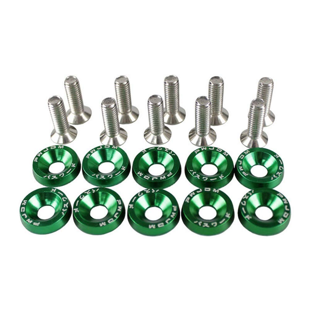 Unterlegscheiben 10 stücke 6mm Auto Modified Sechskantbefestigungselemente Fender Waschmaschine Stoßstange Motor Konkave Schrauben KotflüGel Unterlegscheibe Schraube(Green) von SJHFKDK