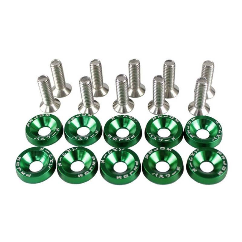 Unterlegscheiben 10 stücke 6mm Auto Modified Sechskantbefestigungselemente Fender Waschmaschine Stoßstange Motor Konkave Schrauben KotflüGel Unterlegscheibe Schraube(Green) von SJHFKDK