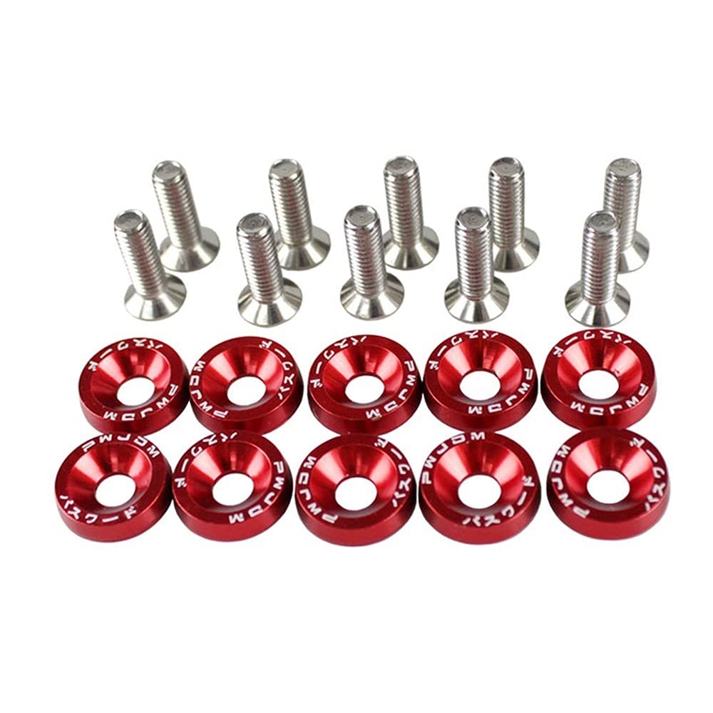 Unterlegscheiben 10 stücke 6mm Auto Modified Sechskantbefestigungselemente Fender Waschmaschine Stoßstange Motor Konkave Schrauben KotflüGel Unterlegscheibe Schraube(Red) von SJHFKDK