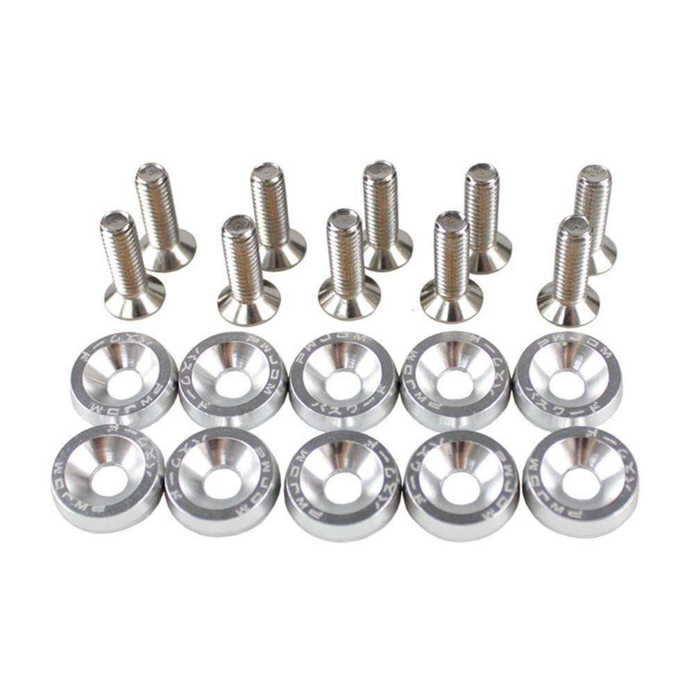 Unterlegscheiben 10 stücke 6mm Auto Modified Sechskantbefestigungselemente Fender Waschmaschine Stoßstange Motor Konkave Schrauben KotflüGel Unterlegscheibe Schraube(Silver) von SJHFKDK