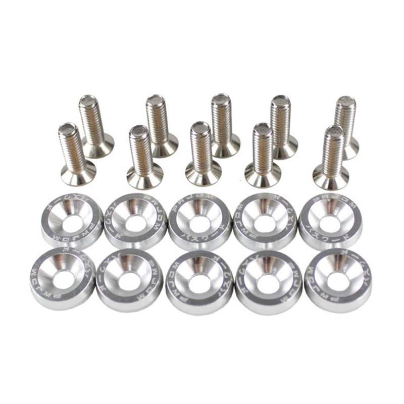 Unterlegscheiben 10 stücke 6mm Auto Modified Sechskantbefestigungselemente Fender Waschmaschine Stoßstange Motor Konkave Schrauben KotflüGel Unterlegscheibe Schraube(Silver) von SJHFKDK