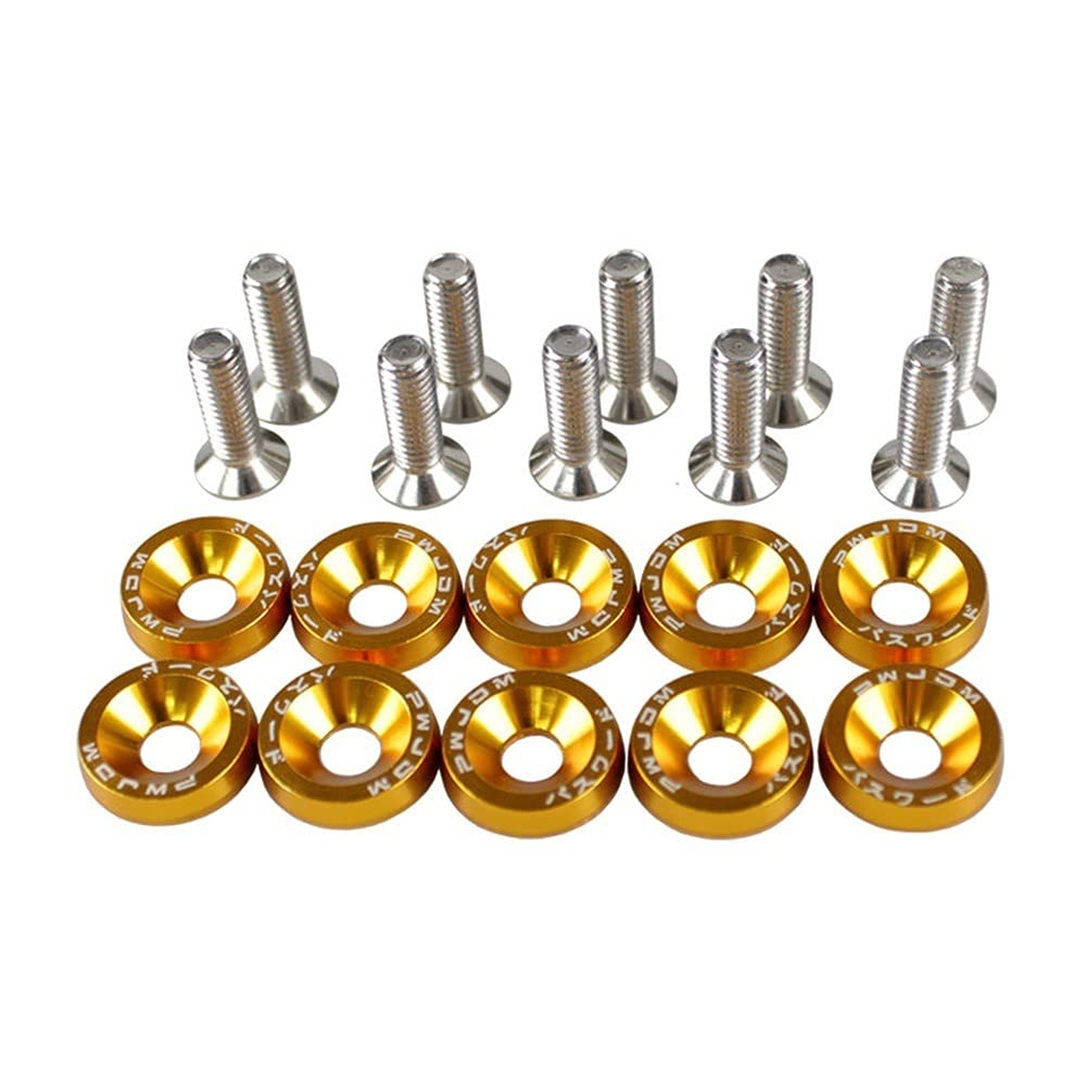 Unterlegscheiben 10 stücke 6mm Auto Modified Sechskantbefestigungselemente Fender Waschmaschine Stoßstange Motor Konkave Schrauben KotflüGel Unterlegscheibe Schraube(Yellow) von SJHFKDK