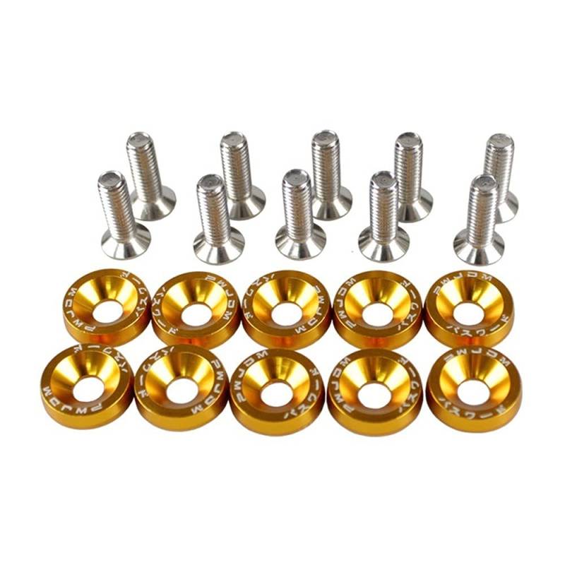 Unterlegscheiben 10 stücke 6mm Auto Modified Sechskantbefestigungselemente Fender Waschmaschine Stoßstange Motor Konkave Schrauben KotflüGel Unterlegscheibe Schraube(Yellow) von SJHFKDK