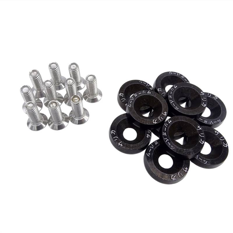 Unterlegscheiben 20 stücke Aluminium for m6x20 Auto modifizierte hex Fastener Fender Waschmaschine Bumper Motor konkave Schrauben car-Styling autozubehör KotflüGel Unterlegscheibe Schraube(Black) von SJHFKDK