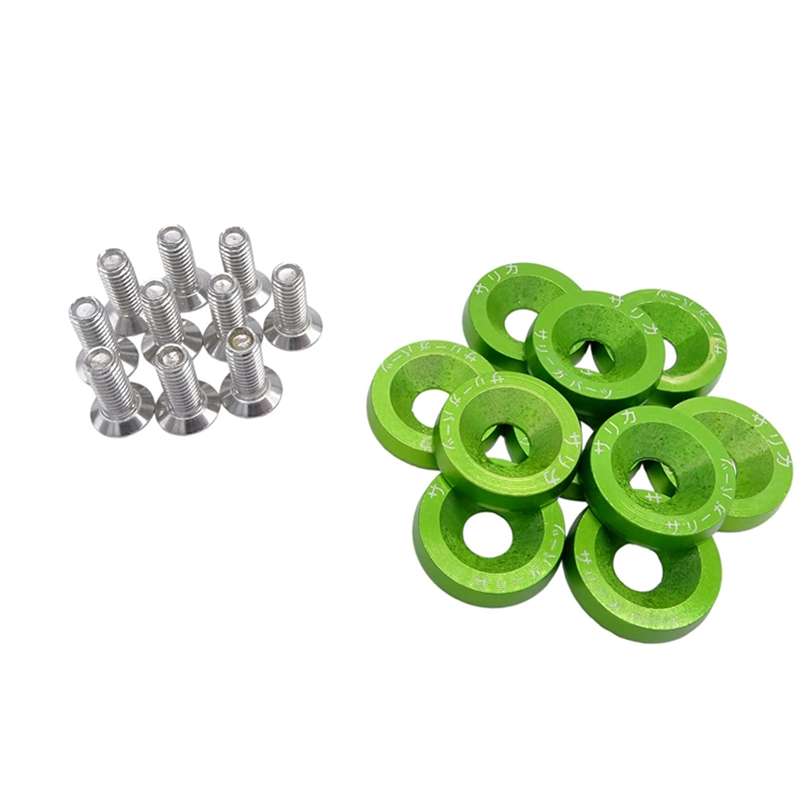 Unterlegscheiben 20 stücke Aluminium for m6x20 Auto modifizierte hex Fastener Fender Waschmaschine Bumper Motor konkave Schrauben car-Styling autozubehör KotflüGel Unterlegscheibe Schraube(Green) von SJHFKDK