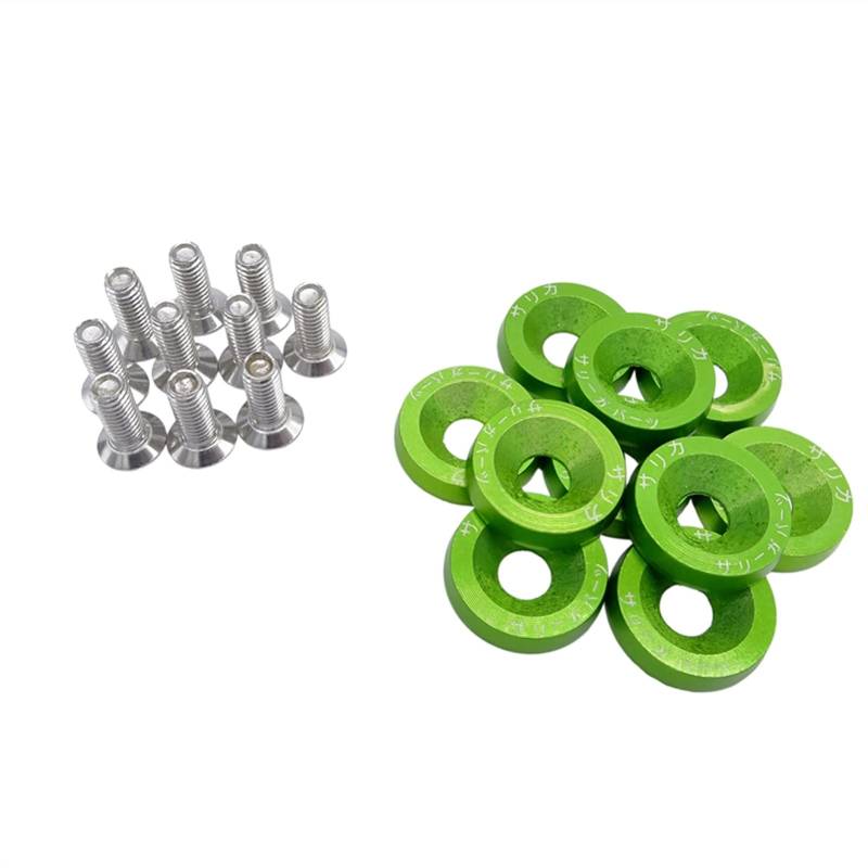 Unterlegscheiben 20 stücke Aluminium for m6x20 Auto modifizierte hex Fastener Fender Waschmaschine Bumper Motor konkave Schrauben car-Styling autozubehör KotflüGel Unterlegscheibe Schraube(Green) von SJHFKDK
