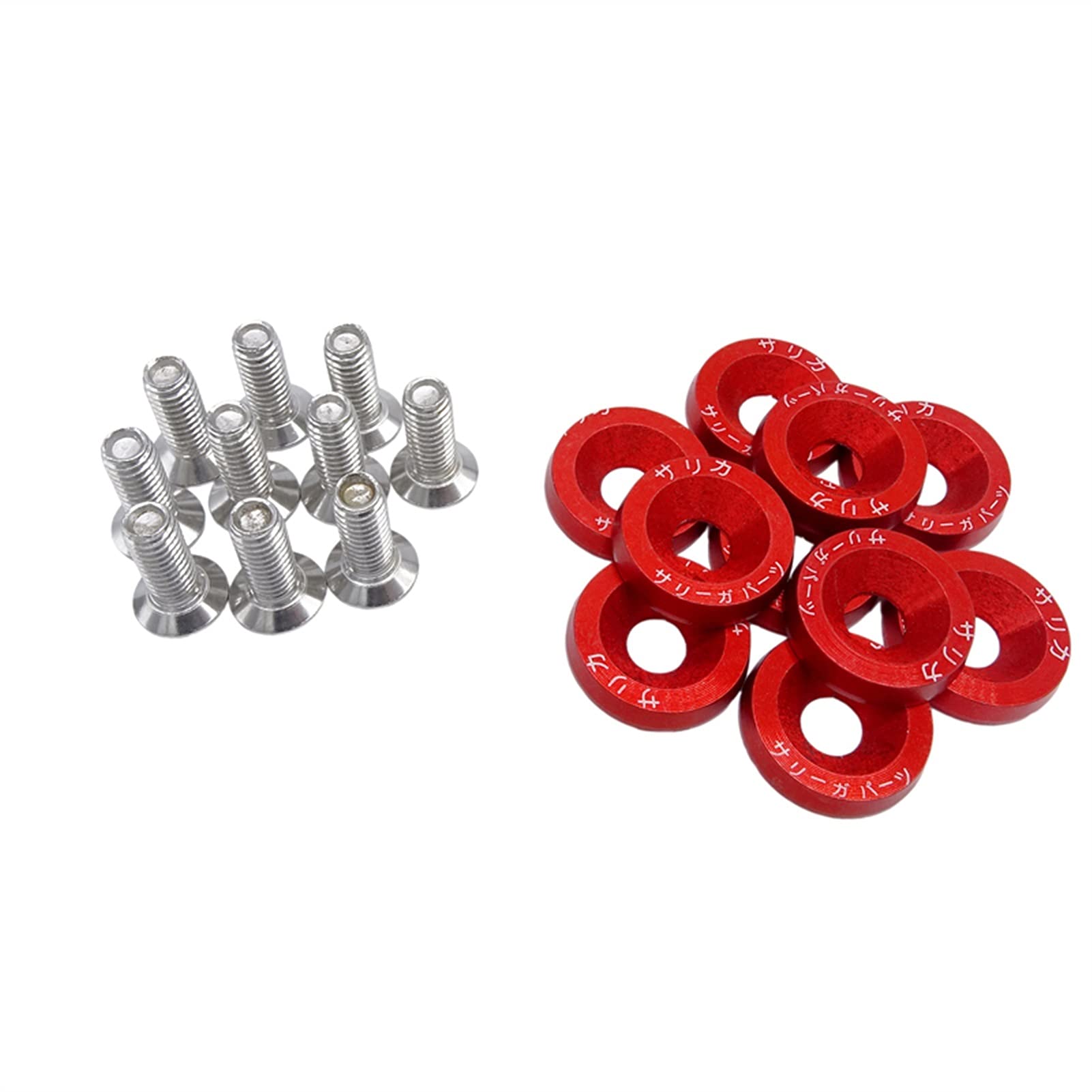 Unterlegscheiben 20 stücke Aluminium for m6x20 Auto modifizierte hex Fastener Fender Waschmaschine Bumper Motor konkave Schrauben car-Styling autozubehör KotflüGel Unterlegscheibe Schraube(Red) von SJHFKDK