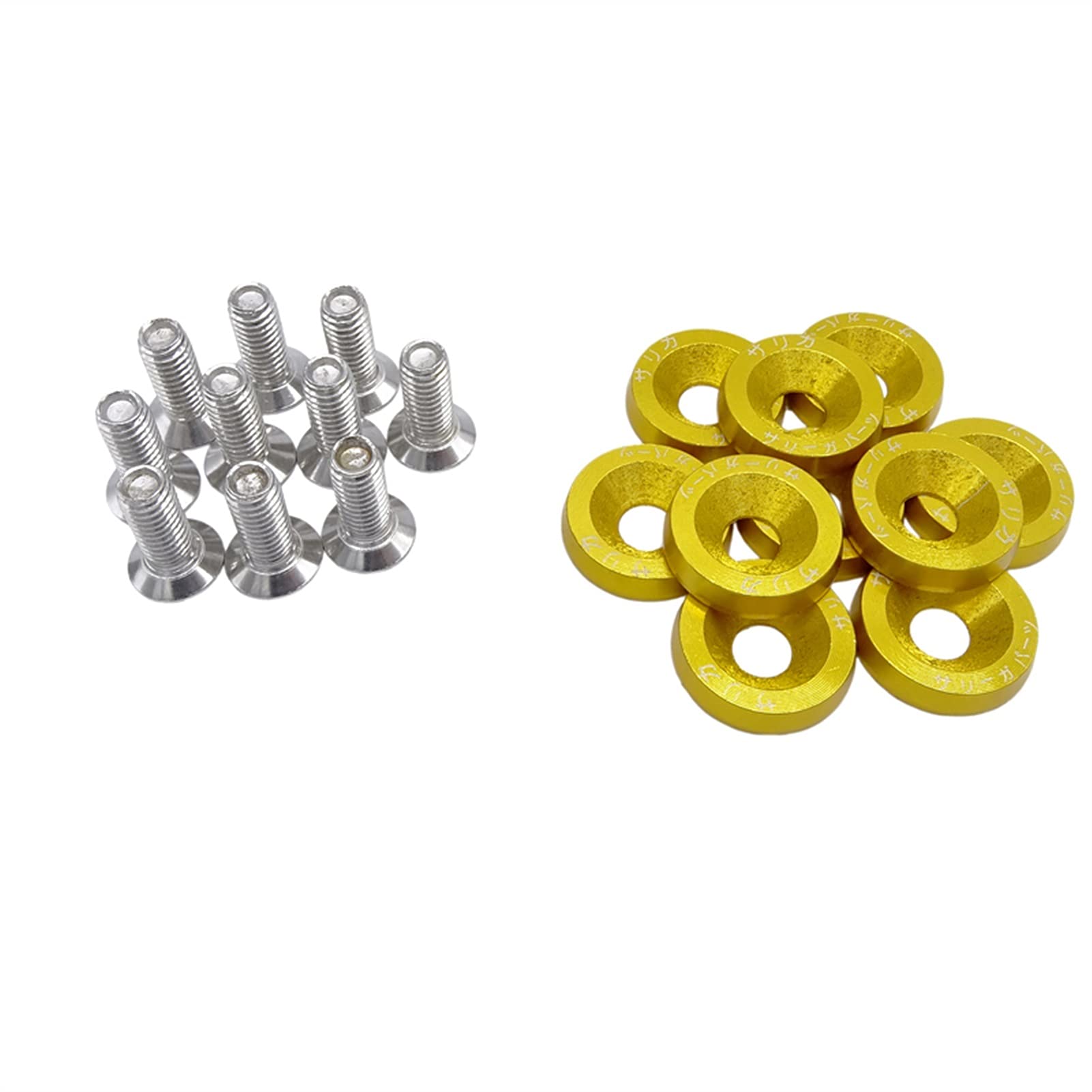 Unterlegscheiben 20 stücke Aluminium for m6x20 Auto modifizierte hex Fastener Fender Waschmaschine Bumper Motor konkave Schrauben car-Styling autozubehör KotflüGel Unterlegscheibe Schraube(Yellow) von SJHFKDK