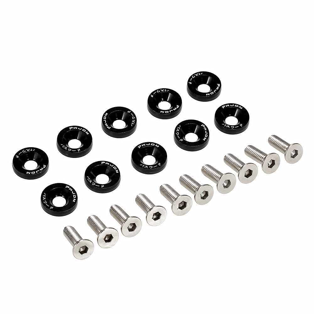 Unterlegscheiben 20 stücke Bolzen Aluminium Fender Stoßstange Waschmaschine Kennzeichen Bolzen Motor Bay Kleid Schraub Billet Kit KotflüGel Unterlegscheibe Schraube(Black) von SJHFKDK