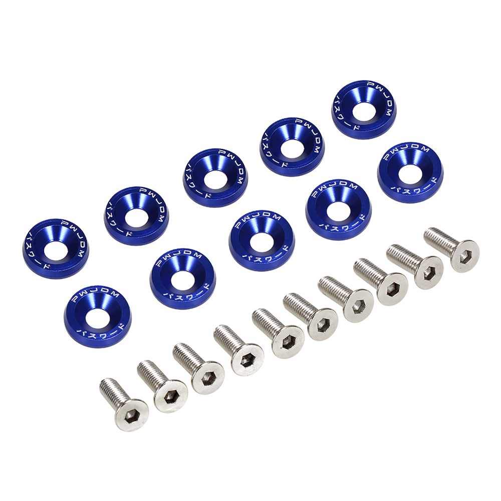 Unterlegscheiben 20 stücke Bolzen Aluminium Fender Stoßstange Waschmaschine Kennzeichen Bolzen Motor Bay Kleid Schraub Billet Kit KotflüGel Unterlegscheibe Schraube(Blue) von SJHFKDK
