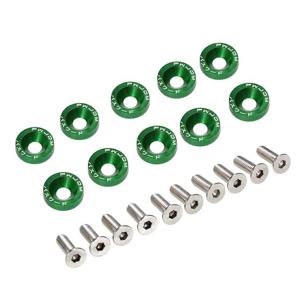 Unterlegscheiben 20 stücke Bolzen Aluminium Fender Stoßstange Waschmaschine Kennzeichen Bolzen Motor Bay Kleid Schraub Billet Kit KotflüGel Unterlegscheibe Schraube(Green) von SJHFKDK