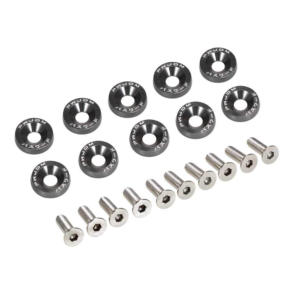 Unterlegscheiben 20 stücke Bolzen Aluminium Fender Stoßstange Waschmaschine Kennzeichen Bolzen Motor Bay Kleid Schraub Billet Kit KotflüGel Unterlegscheibe Schraube(Titanium) von SJHFKDK