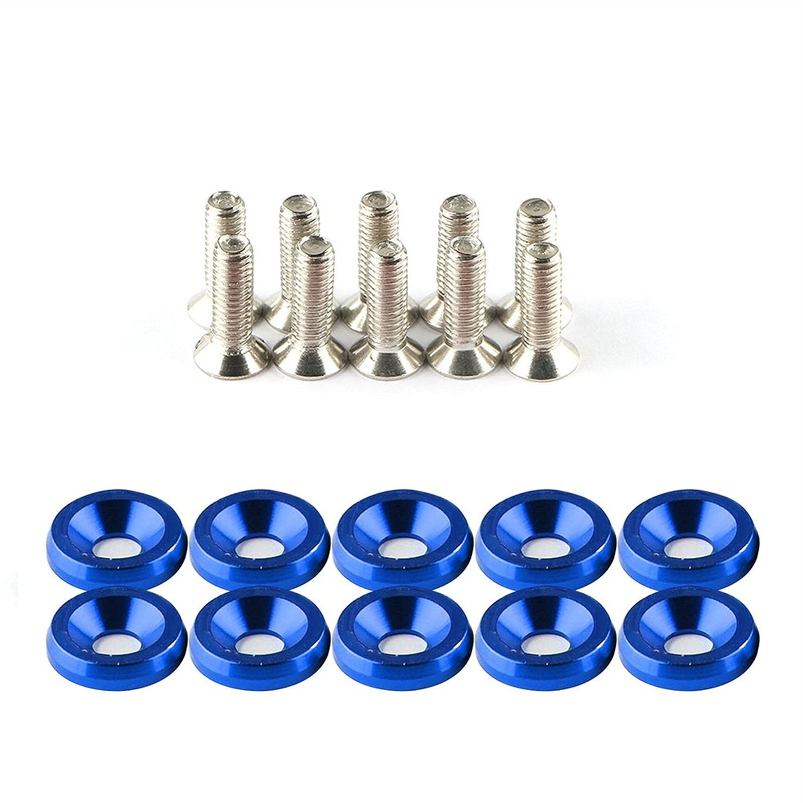 Unterlegscheiben 20 stücke Fender Bumper Waschmaschine Bolzen Edelstahl M6x20mm Billet Aluminium Fender Waschmaschine Motor Bay Dress Up Kit Auto-Styling KotflüGel Unterlegscheibe Schraube(Blue) von SJHFKDK