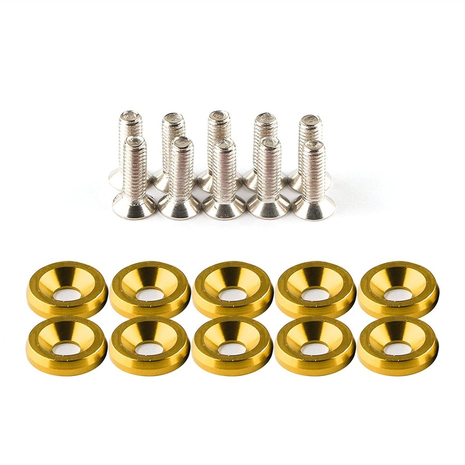 Unterlegscheiben 20 stücke Fender Bumper Waschmaschine Bolzen Edelstahl M6x20mm Billet Aluminium Fender Waschmaschine Motor Bay Dress Up Kit Auto-Styling KotflüGel Unterlegscheibe Schraube(Gold) von SJHFKDK