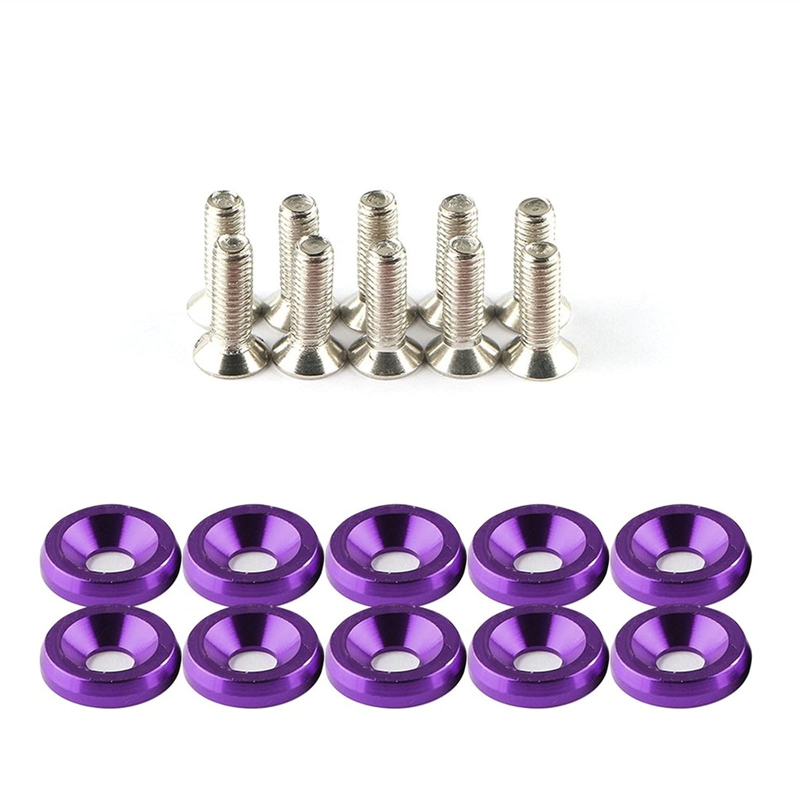 Unterlegscheiben 20 stücke Fender Bumper Waschmaschine Bolzen Edelstahl M6x20mm Billet Aluminium Fender Waschmaschine Motor Bay Dress Up Kit Auto-Styling KotflüGel Unterlegscheibe Schraube(Purple) von SJHFKDK