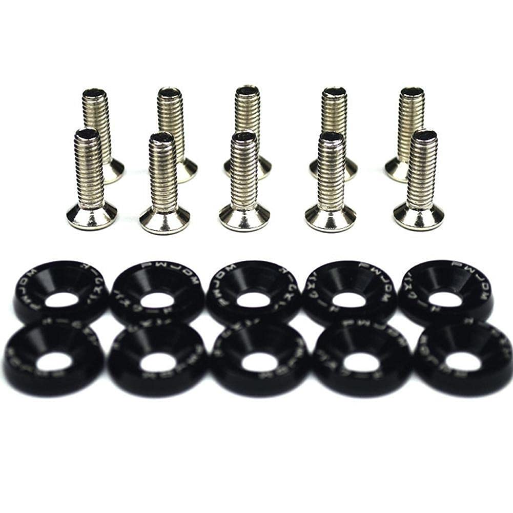 Unterlegscheiben 20 stücke M6 Auto Modified Sechskantbefestigungen Fender Waschmaschine Stoßstange Motor Konkave Schrauben Auto-Styling KotflüGel Unterlegscheibe Schraube(Black) von SJHFKDK
