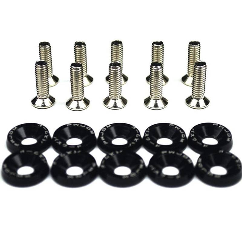 Unterlegscheiben 20 stücke M6 Auto Modified Sechskantbefestigungen Fender Waschmaschine Stoßstange Motor Konkave Schrauben Auto-Styling KotflüGel Unterlegscheibe Schraube(Black) von SJHFKDK
