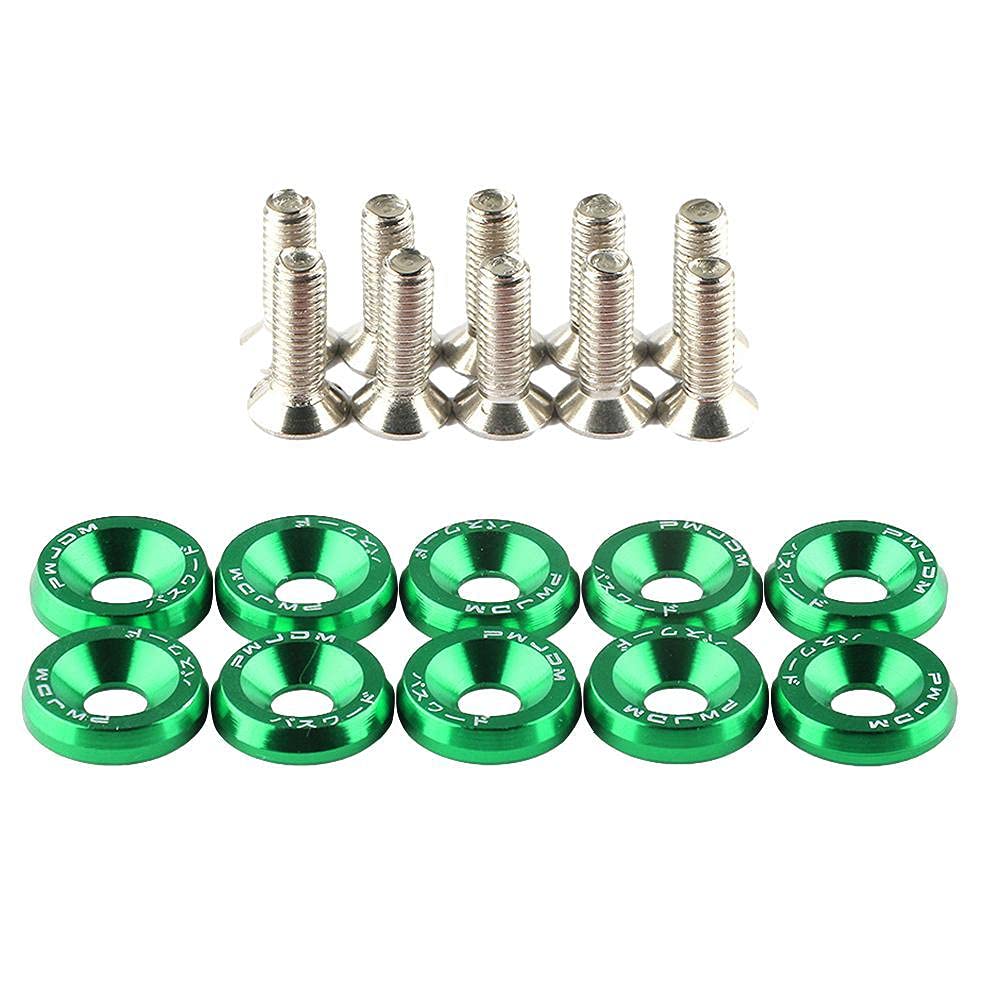 Unterlegscheiben 20 stücke M6 Auto Modified Sechskantbefestigungen Fender Waschmaschine Stoßstange Motor Konkave Schrauben Auto-Styling KotflüGel Unterlegscheibe Schraube(Green) von SJHFKDK