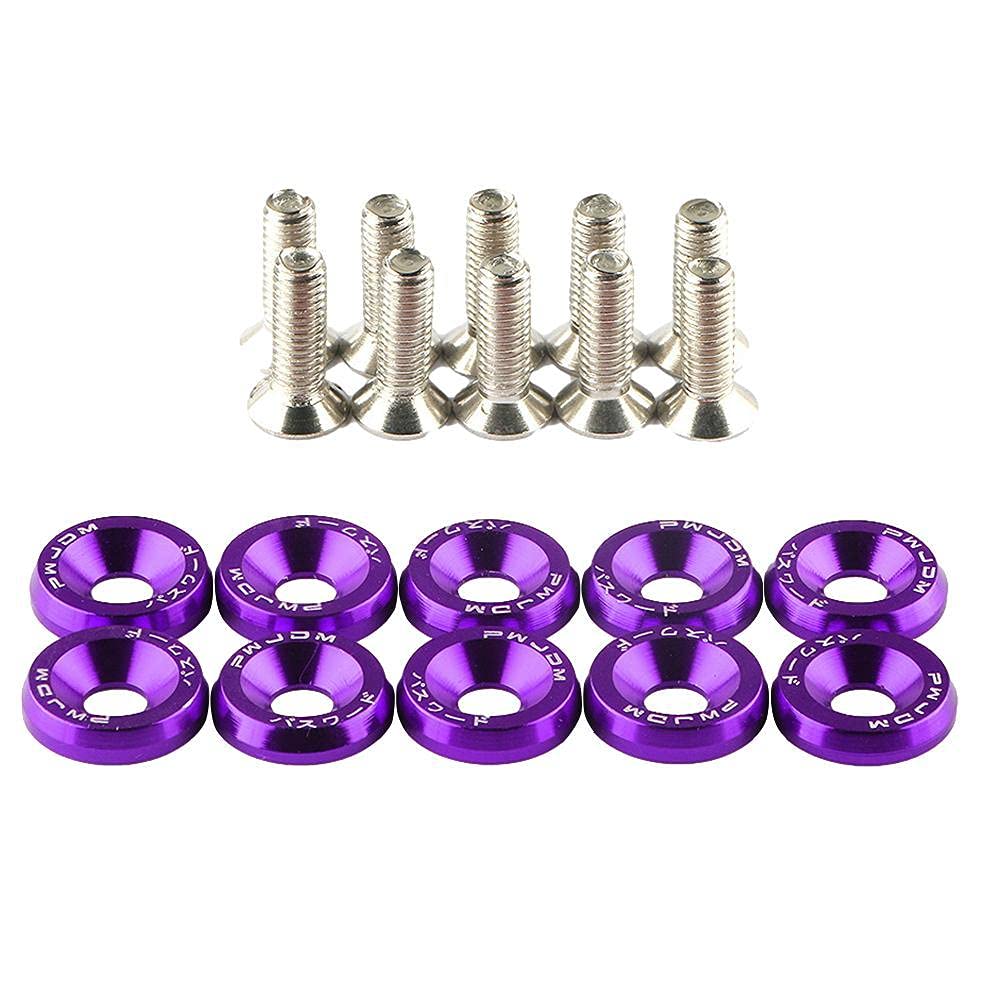 Unterlegscheiben 20 stücke M6 Auto Modified Sechskantbefestigungen Fender Waschmaschine Stoßstange Motor Konkave Schrauben Auto-Styling KotflüGel Unterlegscheibe Schraube(Purple) von SJHFKDK