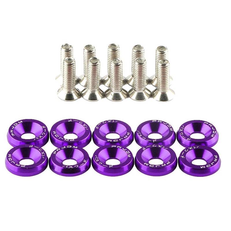 Unterlegscheiben 20 stücke M6 Auto Modified Sechskantbefestigungen Fender Waschmaschine Stoßstange Motor Konkave Schrauben Auto-Styling KotflüGel Unterlegscheibe Schraube(Purple) von SJHFKDK
