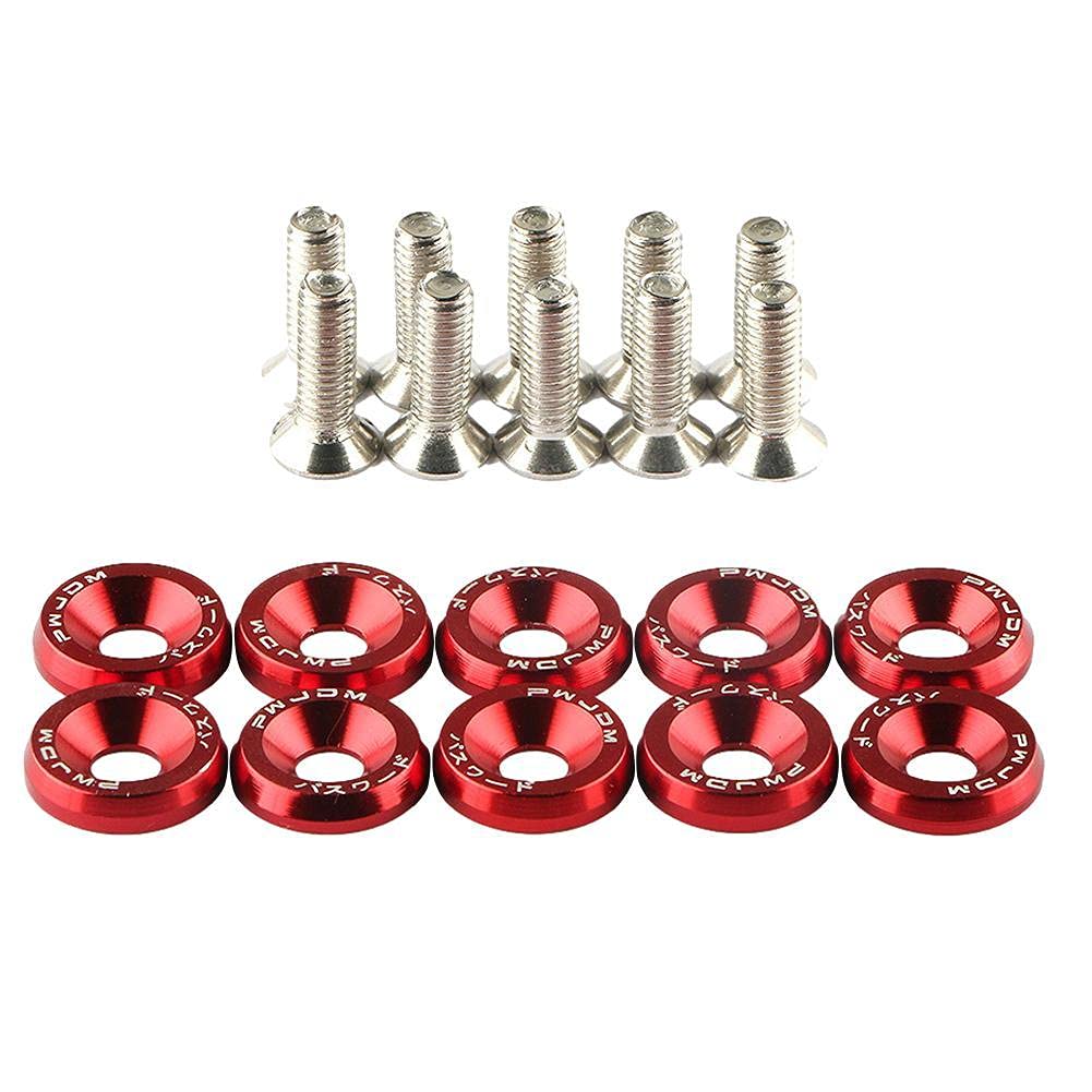 Unterlegscheiben 20 stücke M6 Auto Modified Sechskantbefestigungen Fender Waschmaschine Stoßstange Motor Konkave Schrauben Auto-Styling KotflüGel Unterlegscheibe Schraube(Red) von SJHFKDK