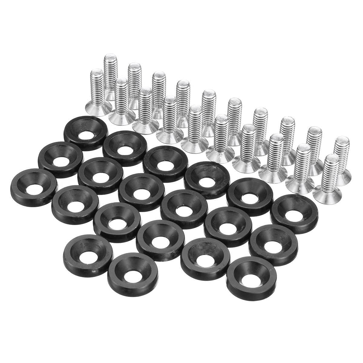 Unterlegscheiben 20 stücke M6x15mm Aluminium Auto Styling Universal Autoaufkleber Passwort for Fender Waschmaschine Bolzen Motor Bay Dress Up Kit KotflüGel Unterlegscheibe Schraube(Black) von SJHFKDK