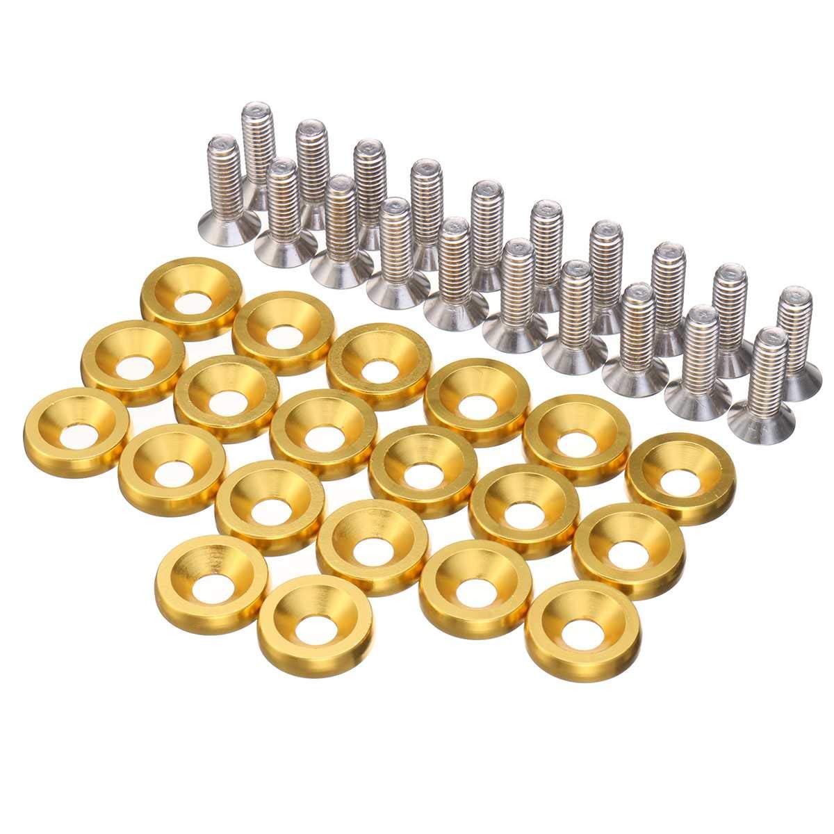Unterlegscheiben 20 stücke M6x15mm Aluminium Auto Styling Universal Autoaufkleber Passwort for Fender Waschmaschine Bolzen Motor Bay Dress Up Kit KotflüGel Unterlegscheibe Schraube(Gold) von SJHFKDK