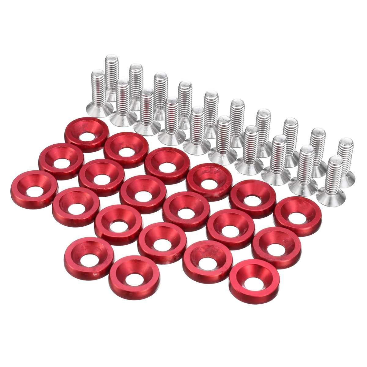 Unterlegscheiben 20 stücke M6x15mm Aluminium Auto Styling Universal Autoaufkleber Passwort for Fender Waschmaschine Bolzen Motor Bay Dress Up Kit KotflüGel Unterlegscheibe Schraube(Red) von SJHFKDK