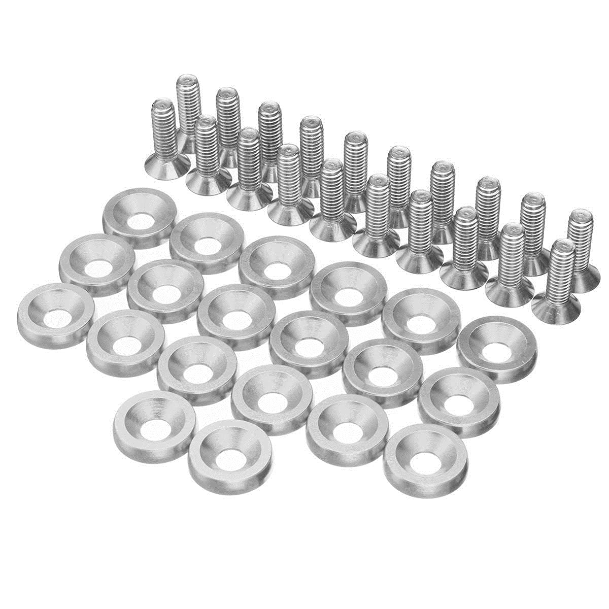 Unterlegscheiben 20 stücke M6x15mm Aluminium Auto Styling Universal Autoaufkleber Passwort for Fender Waschmaschine Bolzen Motor Bay Dress Up Kit KotflüGel Unterlegscheibe Schraube(Silver) von SJHFKDK