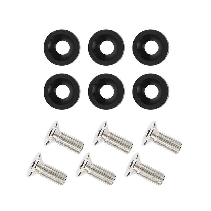 Unterlegscheiben 6 stücke M8 Universal Dichtung Waschmaschine Spacer Auto Motorrad Modifizierter Kotflügel Vorderseite Hinten Stoßfänger Dekoration Schwarz Auto Zubehör KotflüGel Unterlegscheibe Schra von SJHFKDK
