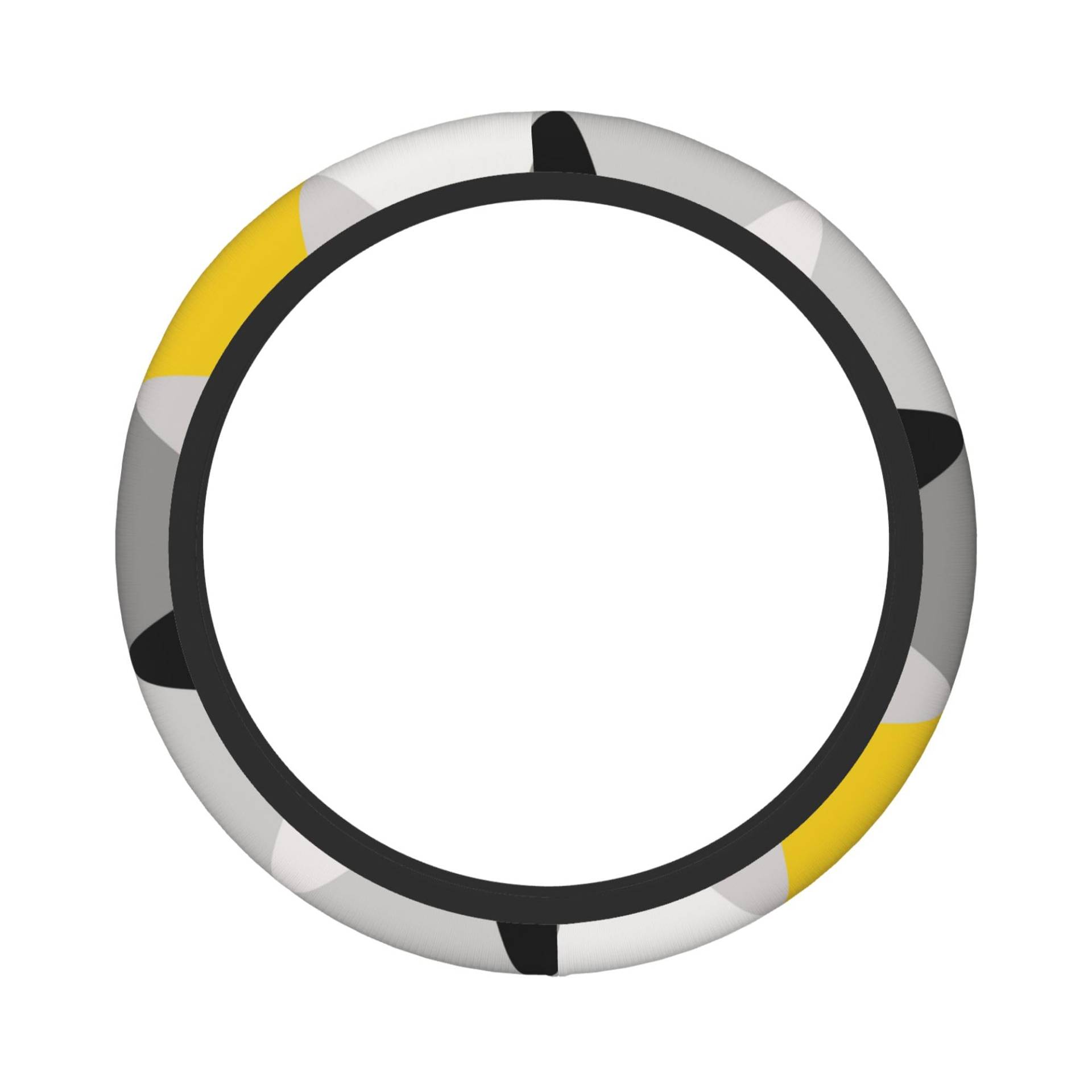 SJOAOAA Lenkradbezüge, rutschfest, Neopren, für universelle 38,1 cm (15 Zoll) Erwachsene (weiße, gelbe und graue geometrische Dreiecke) von SJOAOAA