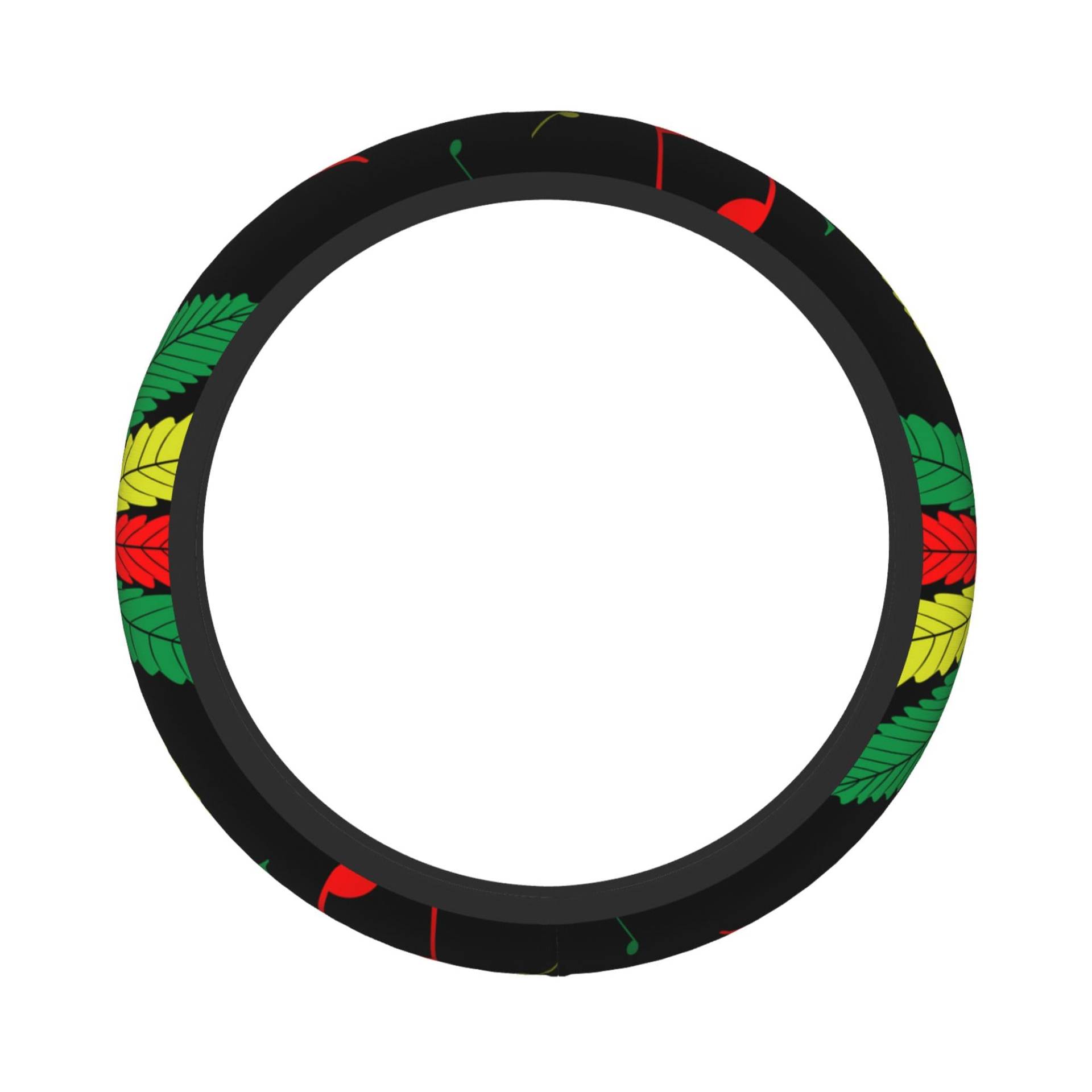 SJOAOAA Lenkradbezug mit Rasta-Flagge und Reggae-Musik, elastische Mikrofaser-Lenkradbezüge für Damen, 38,1 cm SJOAOAA Lenkradbezug mit Rasta-Flagge und Reggae-Musik, elastische Mikrofaser-Lenkradbezüge für Damen, 38,1 cm von SJOAOAA