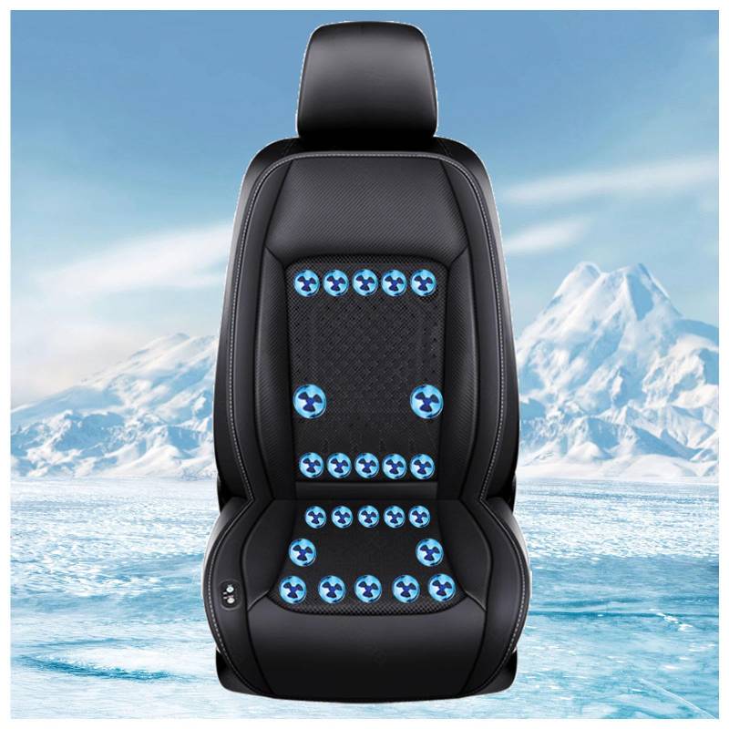SJWJWOO Cooling Car Seat Cover, mit 24 Fans, 12v/24v, 3 Kühlstufen Cooling Car Seat Sitzauflage Kühlung für Auto LKW Van,Black-24V von SJWJWOO
