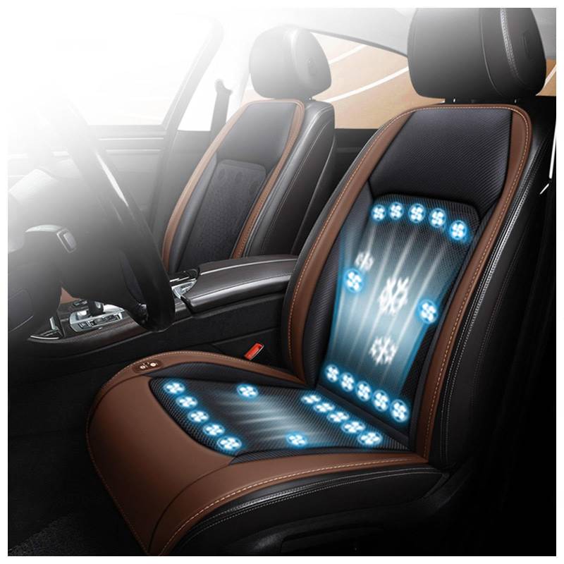 SJWJWOO Cooling Car Seat Cover, mit 24 Ventilatoren 3 einstellbare Windgeschwindigkeiten Autositzauflage Klima Sitzauflage für Auto LKW Van,Brown-24V von SJWJWOO