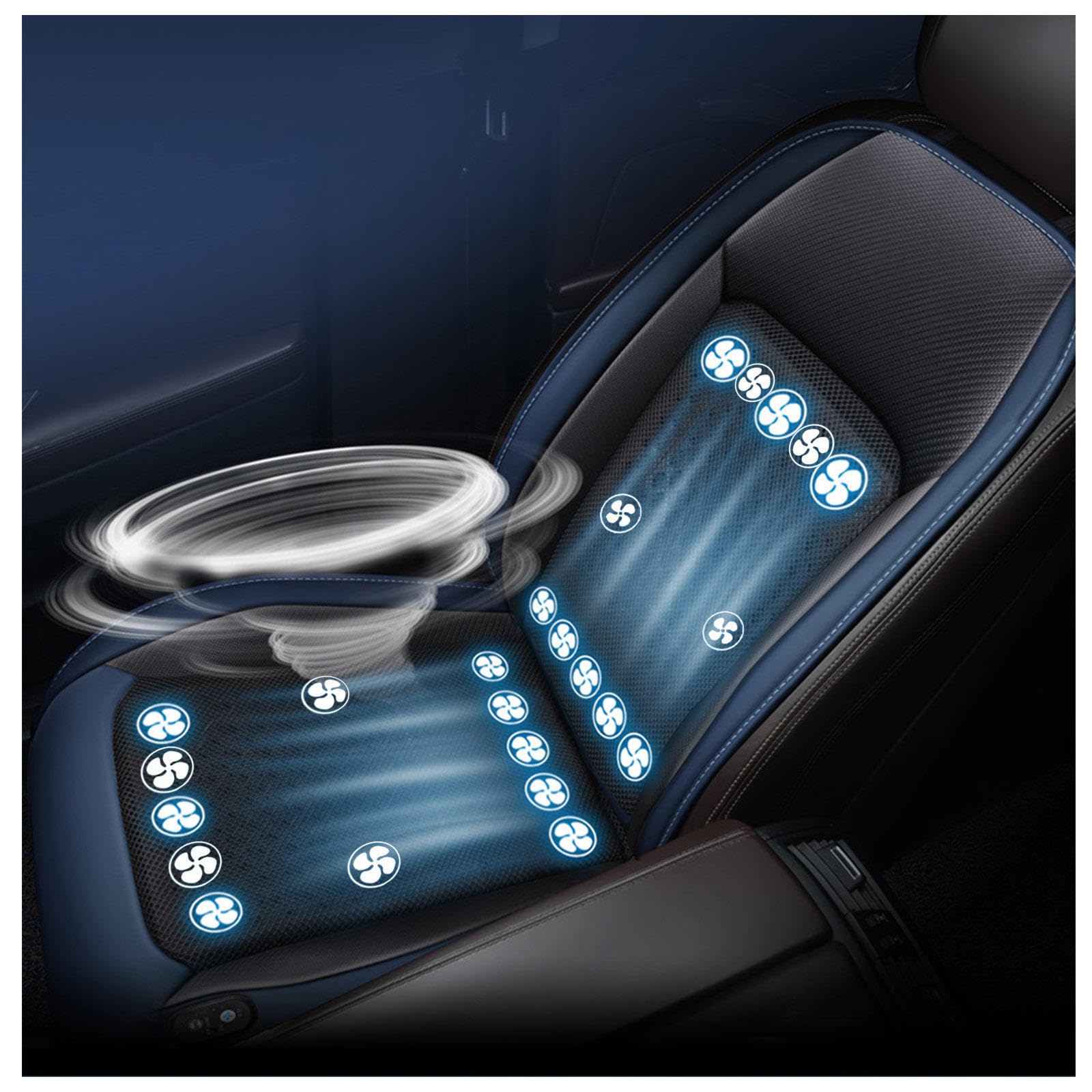 SJWJWOO Cooling Car Seat Cover, mit 24 Ventilatoren 3 einstellbare Windgeschwindigkeiten Autositzauflage Vordersitze Sitzbelüftung für Auto LKW SUV RV,Blue-24V SJWJWOO Cooling Car Seat Cover, mit 24 Ventilatoren 3 einstellbare Windgeschwindigkeiten Autositzauflage Vordersitze Sitzbelüftung für Auto LKW SUV RV,Blue-24V von SJWJWOO