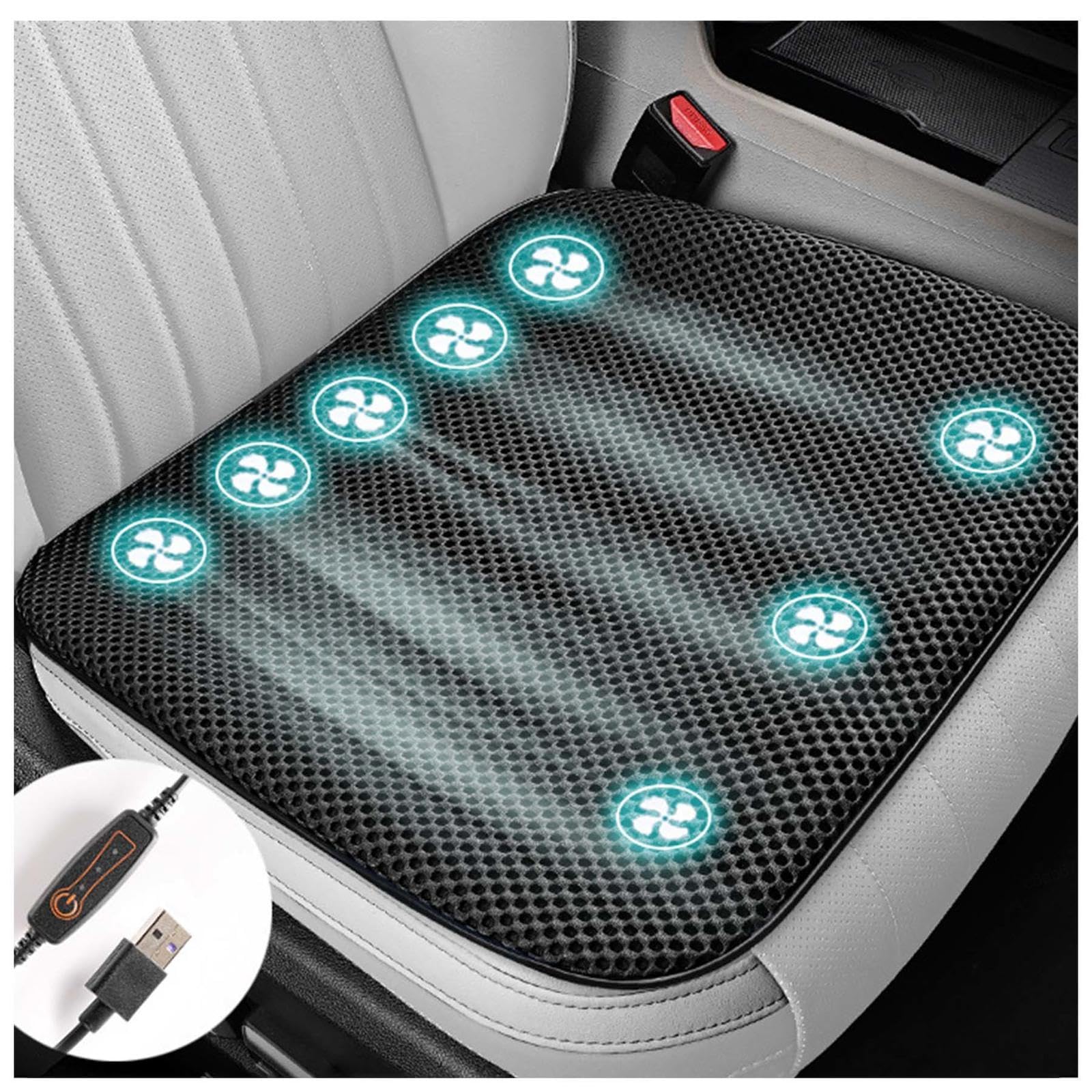 SJWJWOO Cooling Car Seat Cover Mit 8 Lüftern, USB-Anschluss, Klima Sitzauflage 3 Kühlstufen Kühlende Autositzauflage für Autos, SUV, LKW, Bürostuhl,Black SJWJWOO Cooling Car Seat Cover Mit 8 Lüftern, USB-Anschluss, Klima Sitzauflage 3 Kühlstufen Kühlende Autositzauflage für Autos, SUV, LKW, Bürostuhl,Black von SJWJWOO