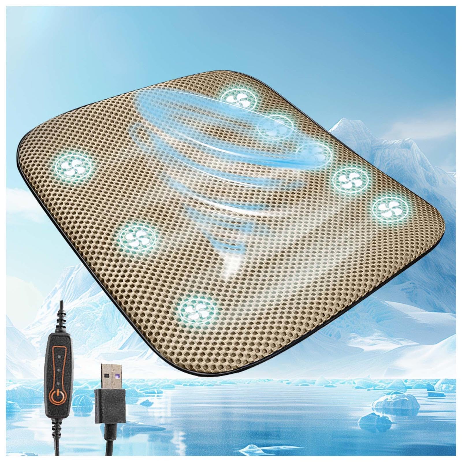 SJWJWOO Cooling Car Seat Cover Mit 8 Lüftern, USB-Anschluss, Klima Sitzauflage Auto 3 Kühlstufen Cooling Car Seat Cover für Autos, SUV, LKW, Bürostuhl,Beige SJWJWOO Cooling Car Seat Cover Mit 8 Lüftern, USB-Anschluss, Klima Sitzauflage Auto 3 Kühlstufen Cooling Car Seat Cover für Autos, SUV, LKW, Bürostuhl,Beige von SJWJWOO